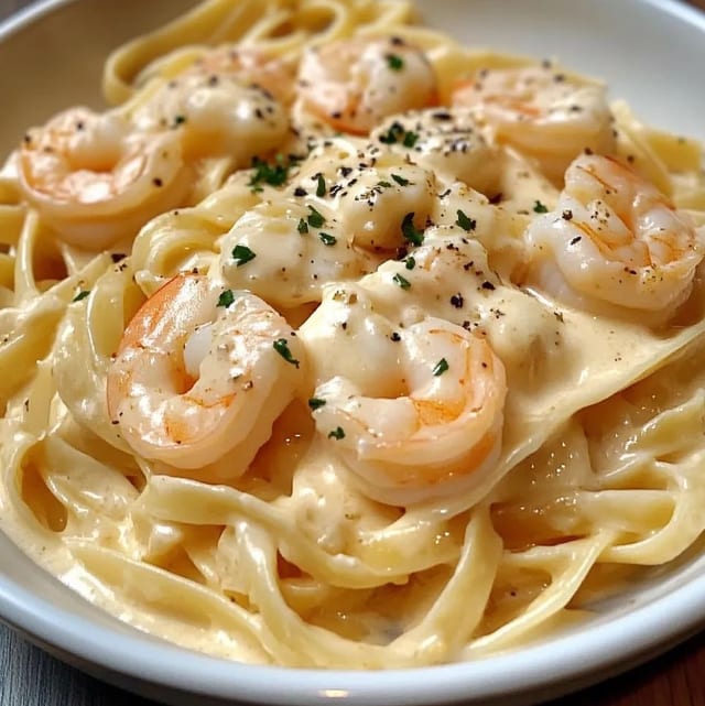 Shrimp Fettuccine Alfredo.