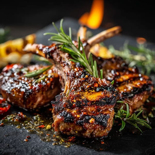 Lamb Chops Kabob Skewer.