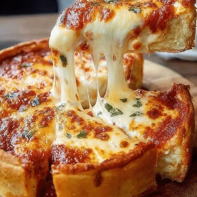Deep-Dish Crust Cheese Pizza.